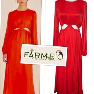 FARM Rio Women's Vibrant Red Long Sleeve Dress
